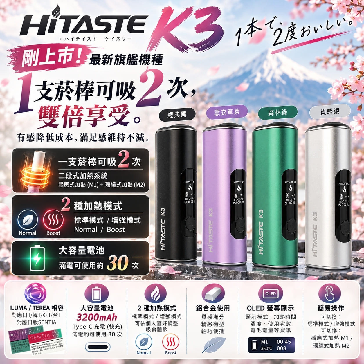 二回機 HiTaste K3(最新)/HiTaste F2/Fasoul C2/ifumo i1/SIXHILL S1